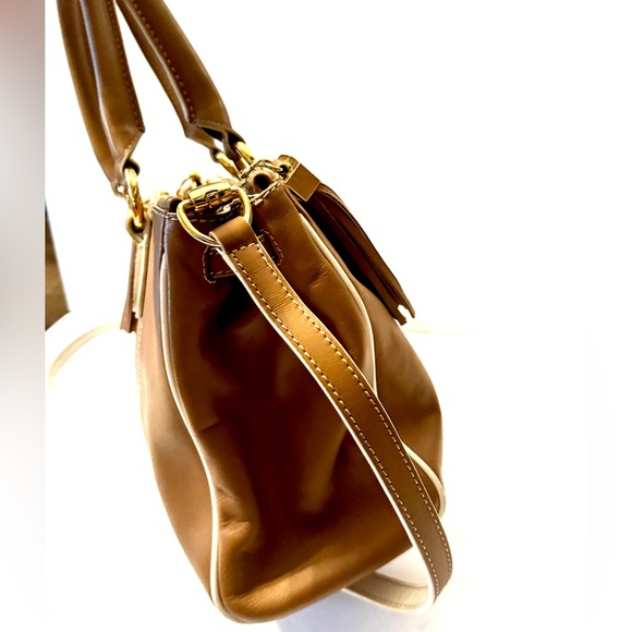 Prix De Dressage Brown leather with cream trim shoulder bag/handbag - Picture 3 of 12